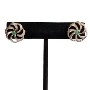 Sterling Silver Earrings with Emerald Accent Stone